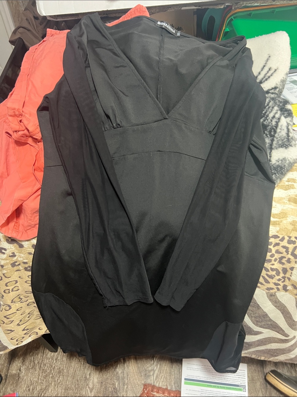 Black Long Sleeve V-Neck Dress